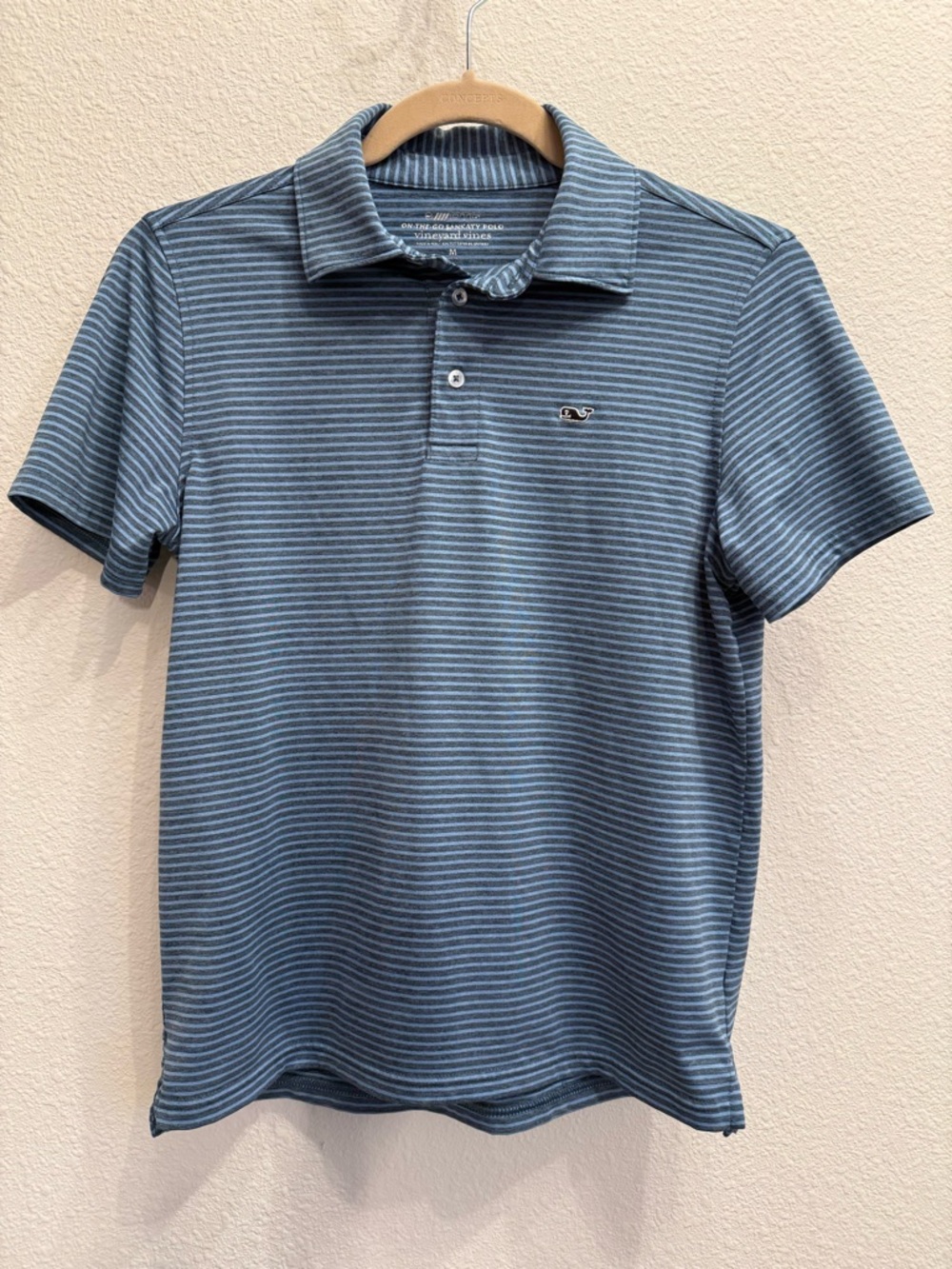 Vineyard Vines Boys On-The-Go Sankaty Polo | Size M (12-14) | Blue Stripe 🐳